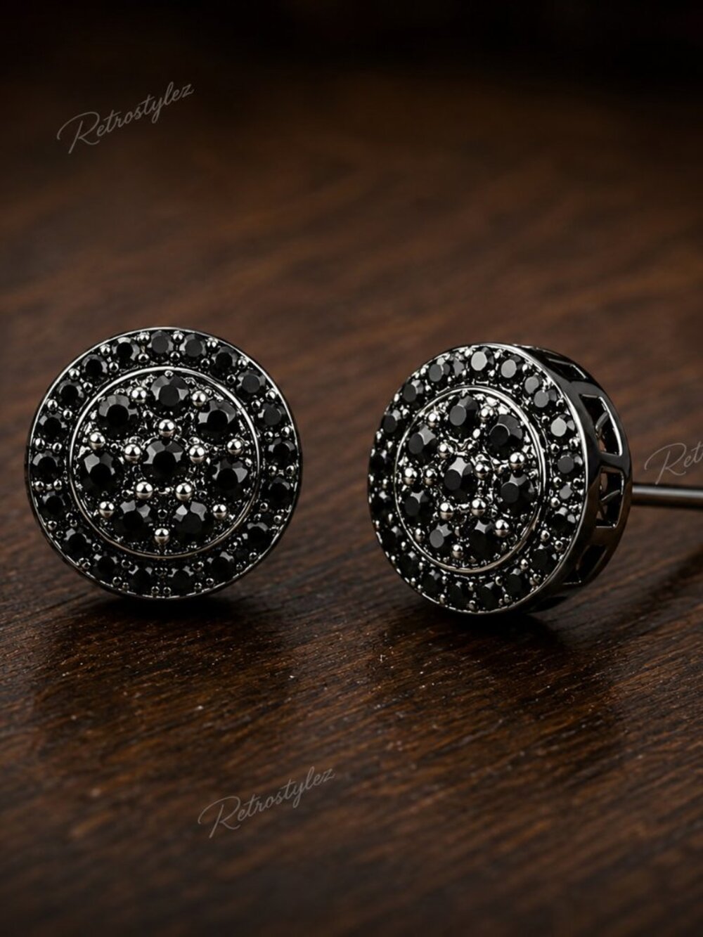 2ct Black Diamond Mens Platinum Silver Round Stud Earrings Guys New Jewelry